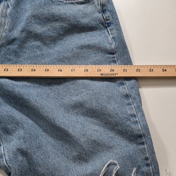 Zara Jeans Womens 12 Blue Straight Leg Cotton Boho Hippie Raw Hem Preppy Denim - Picture 7 of 16
